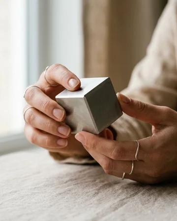 Tungsten cube held in a hand