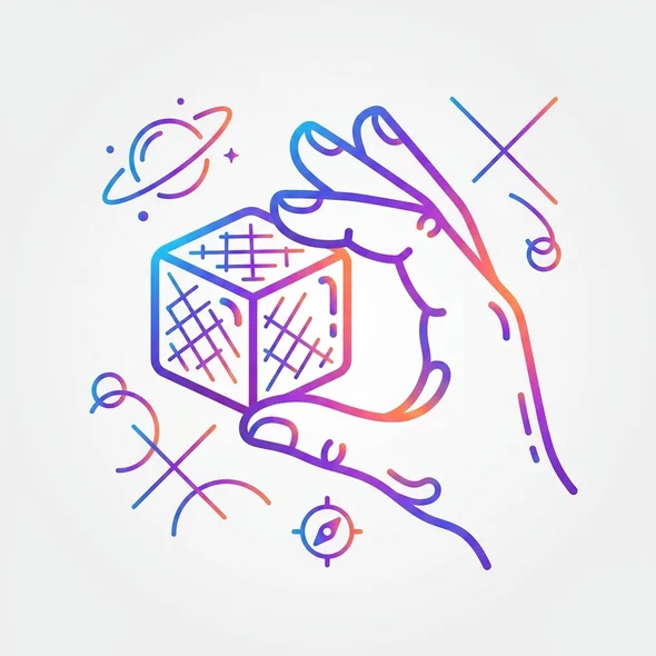 Person holding a cube in Doodle style